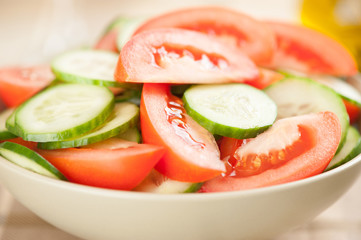 Fresh salad with tomatoes and cucumbers
