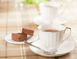 cup of tea and waffles