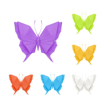 Origami butterflies, set
