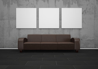 Ledersofa mit Bildpräsentation