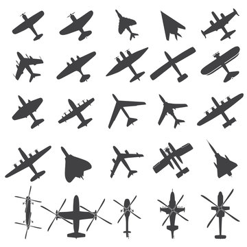 Collection of  different airplane icons
