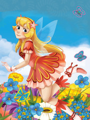 Fototapeta na wymiar The fairy - Beautiful Manga Girl - illustration
