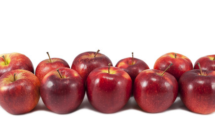 Red apples  border isolated on white