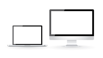 set of LCD computer and laptop - isolated illustration