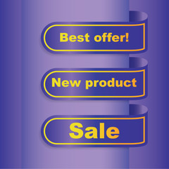 Ad banner, ribbons with offers, illusration