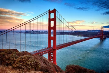 Deurstickers horizontale weergave van Golden Gate Bridge © Frédéric Prochasson