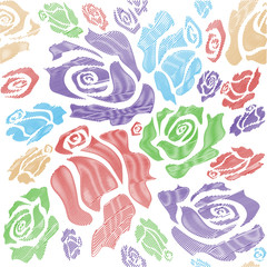 concept pattern of color roses, illustration