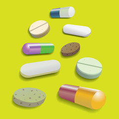color pills and tabets - illustration.