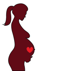 pregnant naked woman silhouette - illustration