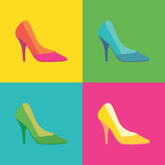 pop art high heel women shoes - illustration. - 48273066
