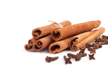 Cinnamon sticks isolated on white background