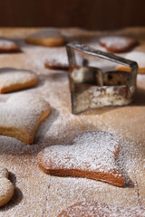 Homemade sweet cookies sprinkled with icing sugar