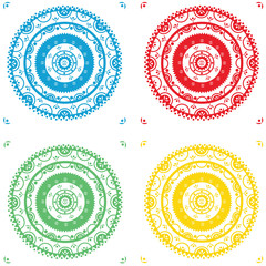 Retro-Ornament Kreis in 4 Farben