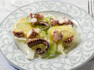 salad with octopus fennel and lemon