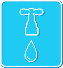 sign with tap and water drop