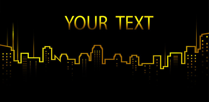 dark background with city, skyline and skyscrapers