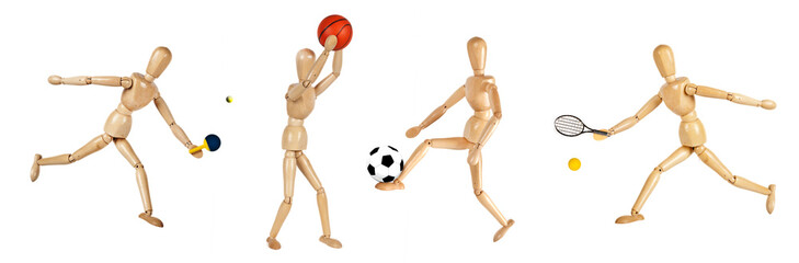 wooden dummies playing sports