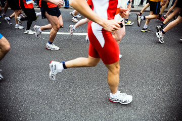 Marathon runners, city run