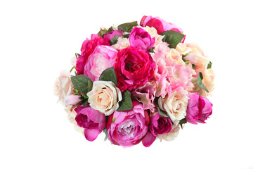 bouquet of artificial flowers roses, hydrangea, peony