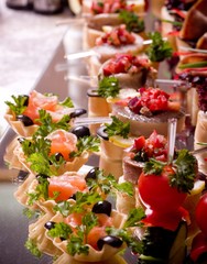 Set of tasty canape for an event party