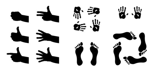 hands, foots and fingers silhouette - illustration