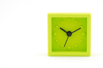 Green Clock on White Background
