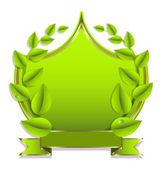 Fresh leaves wreath vector label