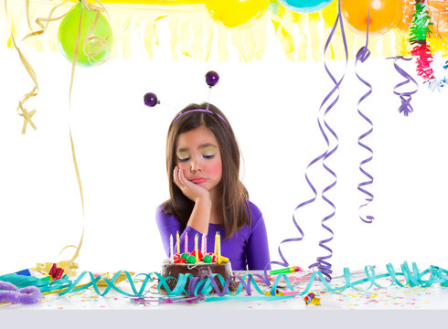 Asian Child Sad Bored Kid Girl In Birthday Party