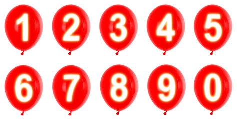 red balloons 0-9