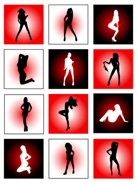 Silhouettes of dancing girls