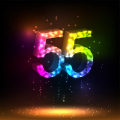 Number fifty five. Salute- vector isolated on black background