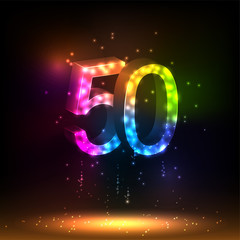Number fifty. Salute- vector isolated on black background