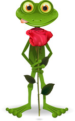 frog with rose