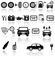 Vector black auto icons set. Car EPS 10