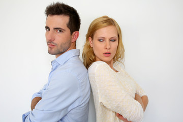 Couple being mad at each other