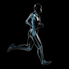 Fototapeta na wymiar Jogging - Silhouette Skeleton mit und Röntgenbild