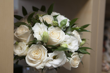 wedding bouquet of pink and white  roses