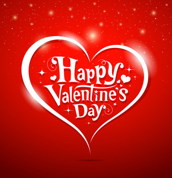 Happy Valentine's Day lettering red background