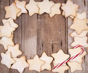 Star Christmas cookies and candy canes