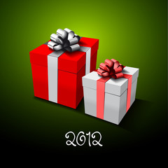 Gift box with bow - Merry Christmas and Happy new year