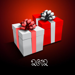 Gift box with bow - Merry Christmas and Happy new year
