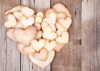 Fototapeta premium Many sugar cookies stacked in heart shape