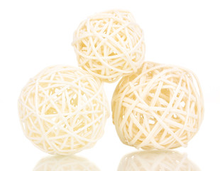 wicker bamboo balls isolated on white