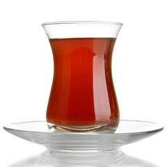 glass of Turkish tea, isolated on white