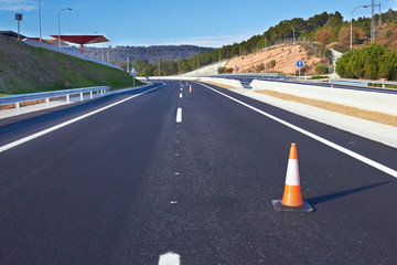 traffic cones on a speedway
