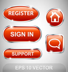 Glossy Striped Orange Buttons for Webdesigners