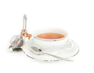 Tea cup on white background