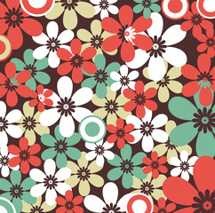 Retro floral seamless, vector pattern