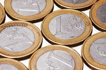 Euro coins in white background