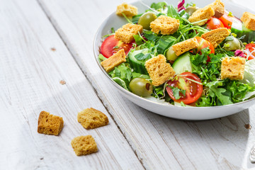 Salad with chicken and fresh vegetables